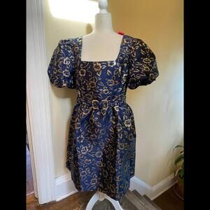 NWT Lilly Pulitzer Kasslyn LOW TIDE NAVY PUFF FLORAL BROCADE dress size 16